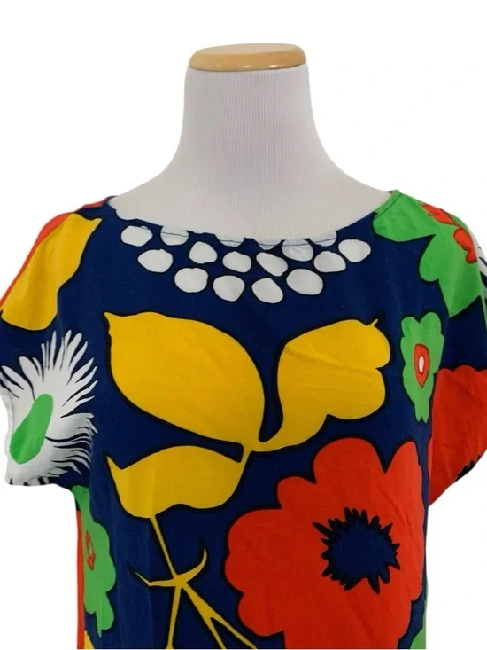 Marimekko For Target Floral Shift Dress Size small Bold Colorful Mod 100% rayon - Picture 3 of 15